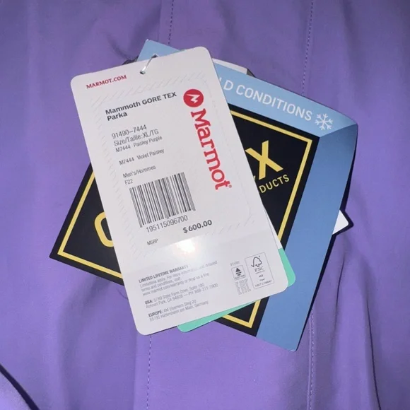 Marmot Purple Jacket with Yellow Accents - Picture 2 of 5